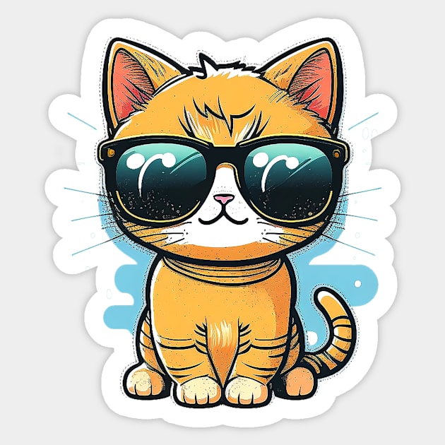 Cute Cat wearing sunglasses Sticker by ramith-concept